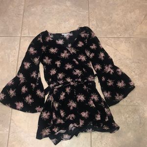 Black floral romper